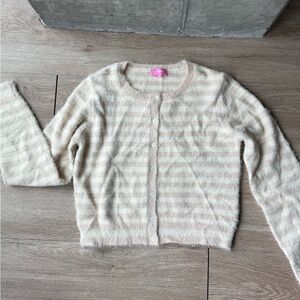 Edikted Cream Striped Cardigan